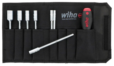 Drive-Loc VI Pro-Grade Nut Driver Set with Interchangeable Blades in durable pouch, 8-piece cushioned grip lock handles.