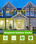 Two Pack 90 Inch Bird Feeder Pole With Five Prongs Base Heavy Duty Double Shepherds Hooks For Outdoor Garden Lanterns in rain