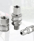 4-piece stainless steel Raincovo quick-connect pressure washer fittings set, 3/8 inch with male and female adapters