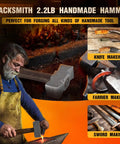 Heavy Duty 2.2lb Forge Hammer For Farriers And Knife Makers, Handmade Square Blacksmith Tool For Forging Blades
