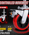 Heavy Duty 4 Pack 6 Inch Adjustable Scaffolding Caster Wheels With Roll Lock Brakes And High Rotation Swivel Design close-up of wheel with locking brake