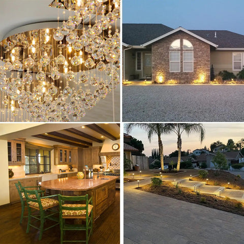 G4 Halogen Bulb 20W 12V Dimmable Pack Of 12 illuminating chandeliers, outdoor lighting, and kitchen under cabinet lights.