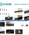 559 Piece Punk Studs And Spikes Kit With Cone Square Pyramid And Circular Rivets For DIY Clothing leathercraft steps