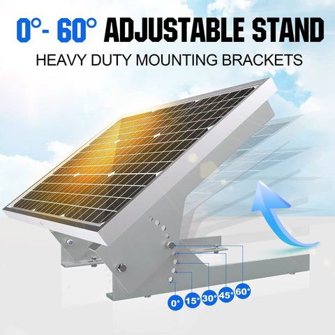 50W 12V Solar Panel Kit With Trickle Charger Maintainer, adjustable stand, heavy-duty mounting brackets for cars, boats