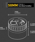 Top Tier 58 MM Espresso Distribution Tool With Ten Stainless Steel Coffee Distributor Needles For Bottomless Portafilters Smooths Coffee Beds For Flawless Daily Pulls dimensions shown.