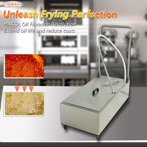 Heavy Duty Commercial Fryer Oil Filter Cart Rolling Mobile Restaurant Grease Purifier With 48 Liter Tank Circulates 12 Liters Per Minute fast saves oil, stainless steel chassis.