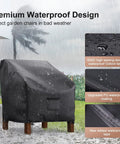 Waterproof Patio Chair Covers 29W x 30D x 36H 2 Pack Heavy Duty Outdoor Lounge Chair Covers Protect Patio Furniture displayed in rain.