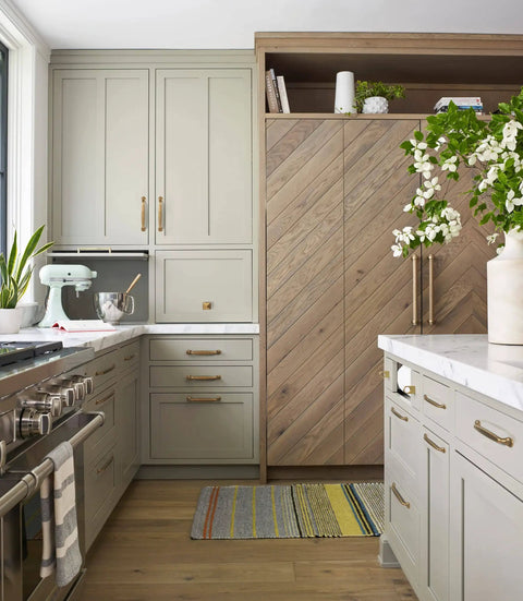 Kitchen with Six Pack Antique Brass Arch Cabinet Pulls, 5-Inch Center-To-Center Zinc Alloy Drawer Handles For Kitchen And Bathroom Cupboards