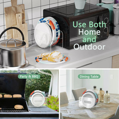 Round And Square Plate Dispenser And Storage Organizer For 7 To 12 Inch Disposable Plates, Clear Acrylic Space Saving Unit