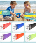 Bulk Pack Kid Safe Safety Glasses 24 Pack, ANSI Z87.1 Certified Clear Lenses with vibrant multicolor frames shown in sand play setting.
