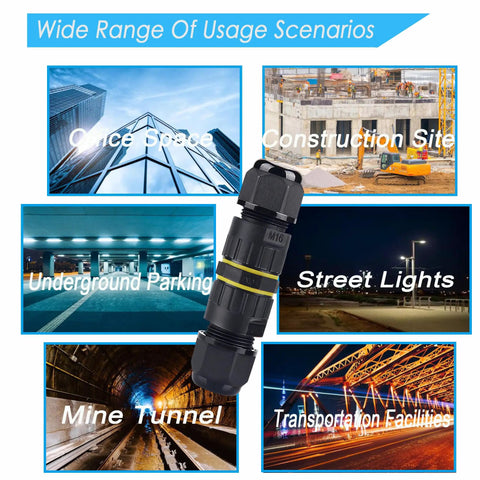 IP68 Outdoor Junction Box 2-Way 2-Pin Waterproof Cable Connector For 3.5-7mm Wires with usage scenarios like construction and lighting