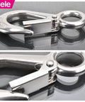 Close-up of Alele 304 Stainless Steel Grab And Slip Hook Rigging Accessory With Spring Loaded Latch, heavy-duty lifting hook.