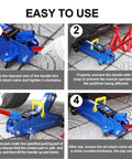 Horizontal Hydraulic Jack Handle 2 Ton Replacement For Automotive Cars With Included Rubber Gloves shown in step-by-step usage