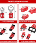 OSHA Compliant Lockout Tagout Kit 58 Piece Pro Grade Electrical Safety Set With Padlocks, Hasps, and Breaker Lockouts