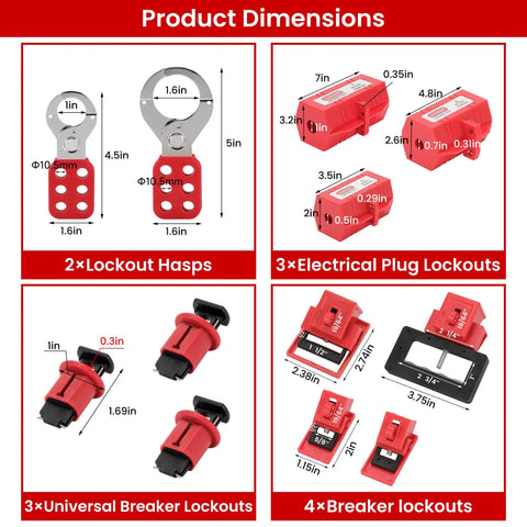 OSHA Compliant Lockout Tagout Kit 58 Piece Pro Grade Electrical Safety Set With Padlocks, Hasps, and Breaker Lockouts