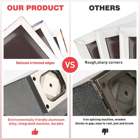 Comparison of DIY Fridge Magnet Kit 2.5x2.5 Inch, 2-In-1 Magnet Maker And Cutter with competitor's product.