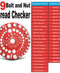 Nut And Bolt Thread Checker Gauge For Standard And Metric Bolts, Bolt Size Finder And Nut Identifier, circle shaped, red color
