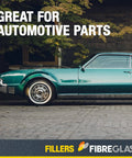 Classic car parked outdoors, showcasing product use for automotive repairs. Milled Fiberglass Filler For Gel Coat And Auto Surface Repair.