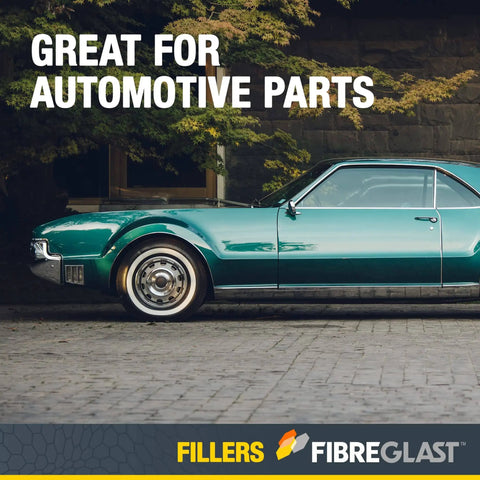 Classic car parked outdoors, showcasing product use for automotive repairs. Milled Fiberglass Filler For Gel Coat And Auto Surface Repair.
