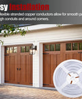 Universal 24/2 AWG 100 Feet Bell Wire For Garage Doors And More, cable displayed before brown garage doors