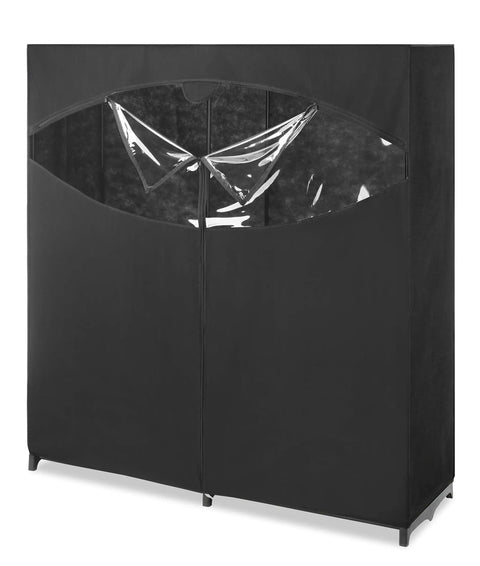 Grab-And-Go Portable Wardrobe Closet Organizer with Hanging Rack, extra wide, black cover, 60Lx19.5Wx64H