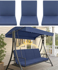 Cozy Up Your 3 Seat Outdoor Porch Swing Cushions Set With Waterproof Back Cushions And Anti Slip Liner 2 In 1 Cover, navy blue
