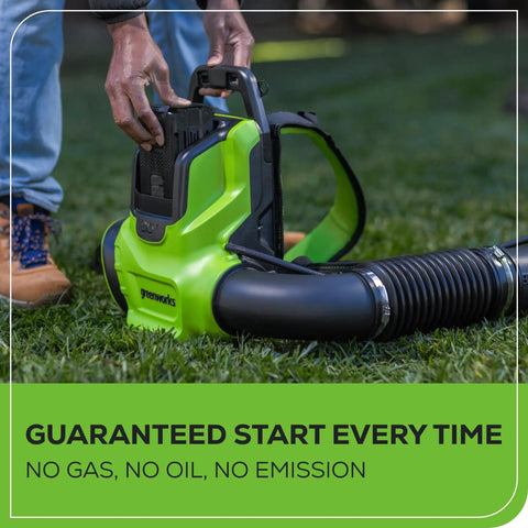 Heavy Duty 80V Cordless Backpack Leaf Blower Featuring 750 Cfm Brushless Motor Paired With A 4 Point Zero Ah Battery And Charger For Clearing Backyard Clutter Without Any Fuss close-up of battery placement on blower