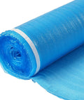 Rock Solid No Sweat Floor Underlayment 600 Square Feet 2 Mm Thick EPE Foam Padding with vapor barrier, close-up of rolled blue foam.