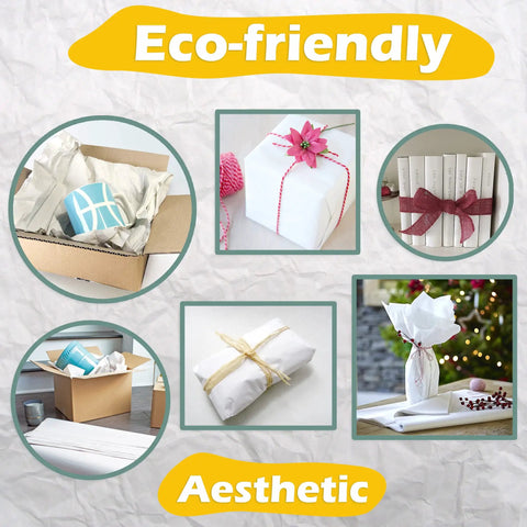 Heavy Unprinted Newsprint Packing Paper Sheets For Moving And Shipping, used creatively for eco-friendly gift wrapping and decor.