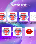 Step-by-step guide on using Diy Tooth Gem Kit With Safe Crystals for fashionable smiles, showing application and finishing look.