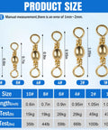 Barrel Swivels Fishing Tackle Set 60 120 Pcs Rolling Ball Stainless Steel Copper Brass Solid Rings High Strength Saltwater Swivels Connectors Must Have For Rigs And Tackle. Size chart for 10# to 1# barrel swivels