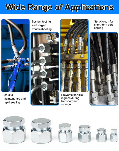 JIC Plug And Cap Kit 72Pcs 37 Degree Flare Fittings Set for hydraulic hose and pipe end protection in various applications.