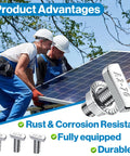 Built Tough 20 Pack M8x20mm T Slot Bolts Crafted From 304 Stainless Steel Zero Rust Industrial Hardware For Solar Mounting Aluminum Extrusions And Warehouse Rack Systems Badass Durability Guaranteed with two workers installing solar panels.
