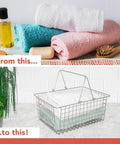 Large metal wire storage basket with handle for kitchen pantry closet garage and laundry room must have heavy duty open wire bin
