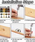 Installation steps for 150 Piece Leather Rivets Set With 12x6mm Round Dome Rivets and Mushroom Rivets Kit