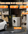 Heavy Duty 30 Amp To 20 Amp Dryer To Electric Vehicle Charger Adapter Nema 10 30P To 5 15 20R Male Plug in use with EV.