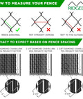 Diagram showing how to measure chain-link fence spacing for Ridged Slat Privacy Slat For 3 To 8 Foot Chain Link Fence Black Single Wall Bottom Locking Slat Durable United States Made For 4 Foot Posts And All Heights Weather Resistant Construction For Extra Privacy And Easy Install No Peek Neighbors.