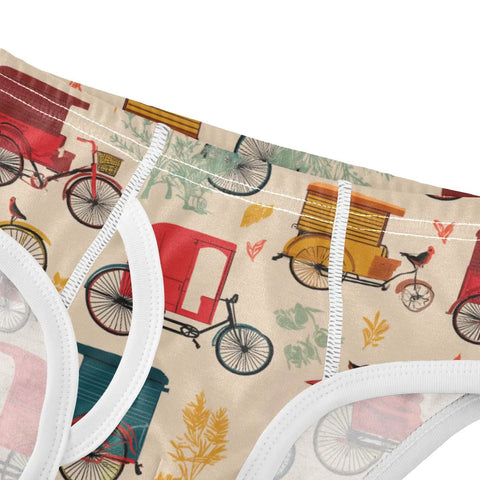 Fresh Duds Cotton Boys Briefs Featuring Classic Rickshaw Mobile Graphics For Active Toddler Guys, close-up view of fabric design.