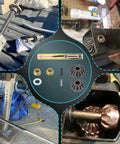 Power Landing Gear Repair Kit For 5th Wheel RV Follow Leg Replacement showing bevel gears, drive shaft, and bushings.