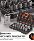 Bolt Extractor Kit For Damaged Rusted Stripped Fasteners, Thirteen Plus One Nut Extractor Socket Set, high strength construction display