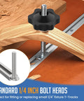 Track Bolts Kit 40 Pieces 1/4-20 For T Slot Tracks Four Lengths 2-1/4 In 1-1/2 In 1-1/4 In 1 In shown in woodworking setup