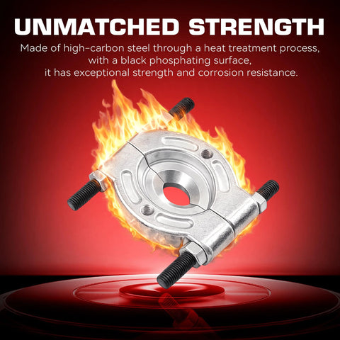 Bearing Puller And Splitter Set For Automotive Use 5 Ton Capacity with high-carbon steel, in flames for strength demonstration.