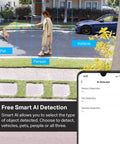 AI detection of person, pet, vehicle on screen with ColorPro 2K QHD Outdoor Camera With Daylight Clarity At Night Plug In PoE 127 Degree View