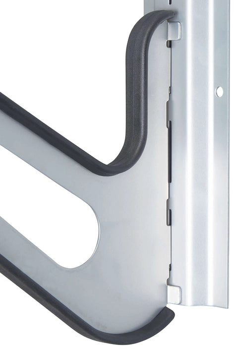 Close-up of Heavy Duty Board Sports Wall Mount Storage Rack with rubber padded fingers for surfboards and skis