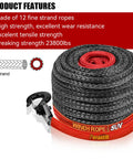 Premium Synthetic Winch Rope Three Eighths Inch By One Hundred Feet, 23800 Lbs Break Strength, Waterproof And UV Resistant