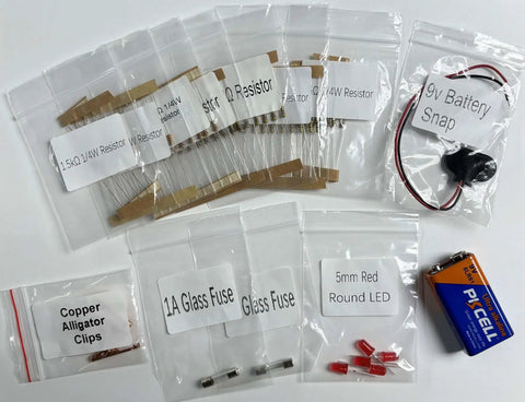 Hands-On Compact Electronics Kit Mini Pack for Charles Platt Third Edition Electronics Book Includes Resistors, Capacitors, LEDs