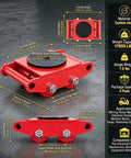 Beefy 8 Ton Industrial Machinery Mover With 360 Degree Rotating PU Rollers, Solid Carbon Steel Heavy Duty Skates Dolly