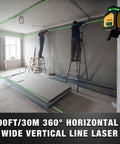 360 Degree Green Laser Level With Tripod And Carry Bag, Self Leveling Cross Line With Wide Angle Vertical Beam, 100 Feet Range, Dual Power, Magnetic Base, Wall Panel Stand, DIY Ready Pro Grade For Construction And Tile Renovation, on drywall job
