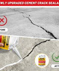 Self Leveling Concrete Crack Filler for Driveways and Patios Fast Drying Cement Repair applied to fill visible pavement crack.