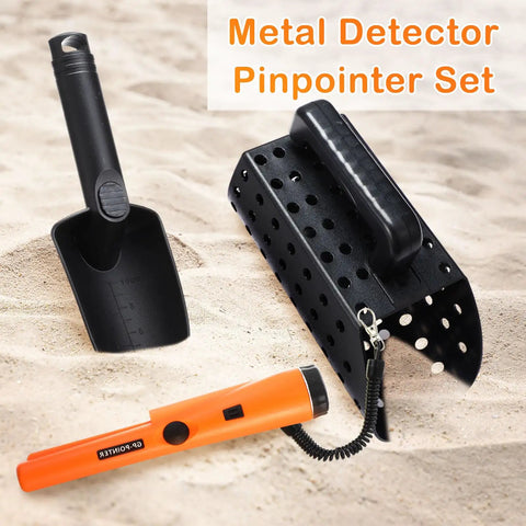 Treasure Hunting Kit With Metal Detector Pinpointer Sand Scoop Shovel Waterproof Gloves Finds Bag And Storage Pouch For Outdoor Treasure